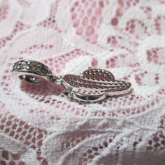 Cactus Charm Bead~Sterling Silver & Cubic Zirconia's~STUNNING!! - Picture 2 of 8